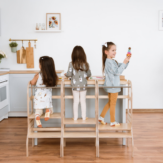 STEP UP Adjustable Height Helper Tower - Natural Wood