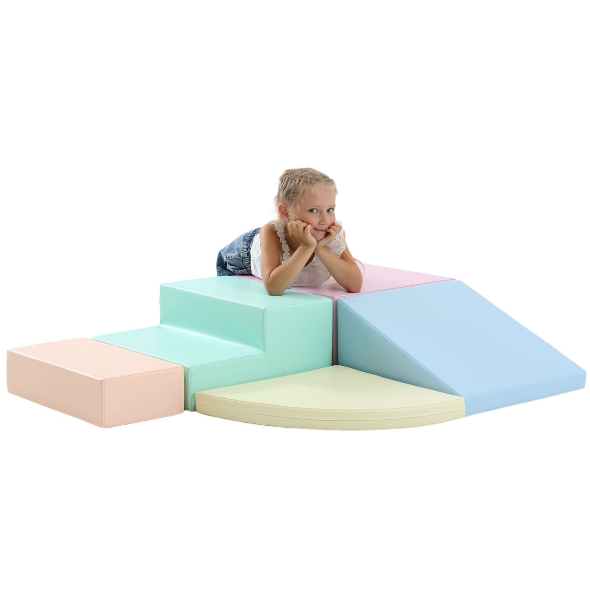 Soft Play 5 Foam Block Set - Light Pastel Corner Climber