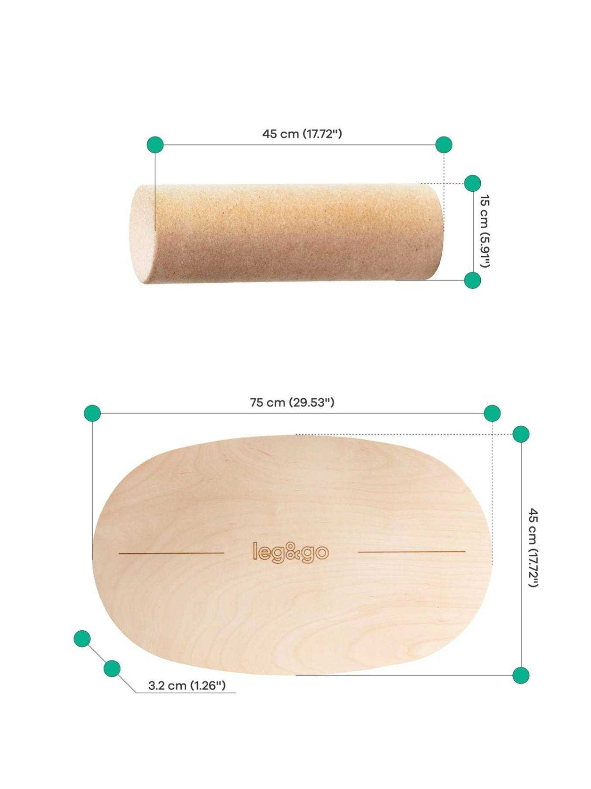 Round Balance Board With Exercise Roll - Side Logo