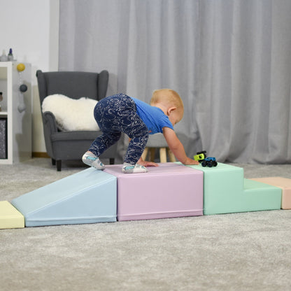 Soft Play 5 Foam Block Set - Light Pastel Corner Climber