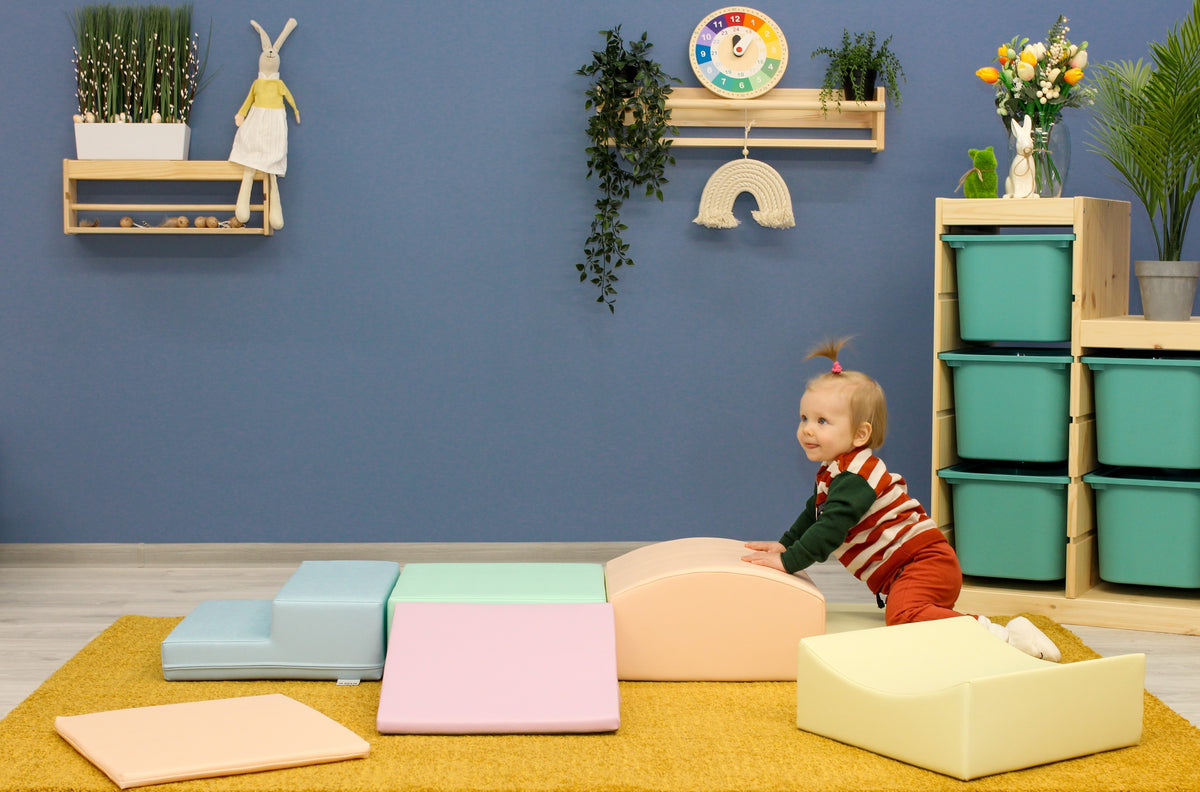 Soft Play 7 Foam Block Set - Light Pastel Little Crawler