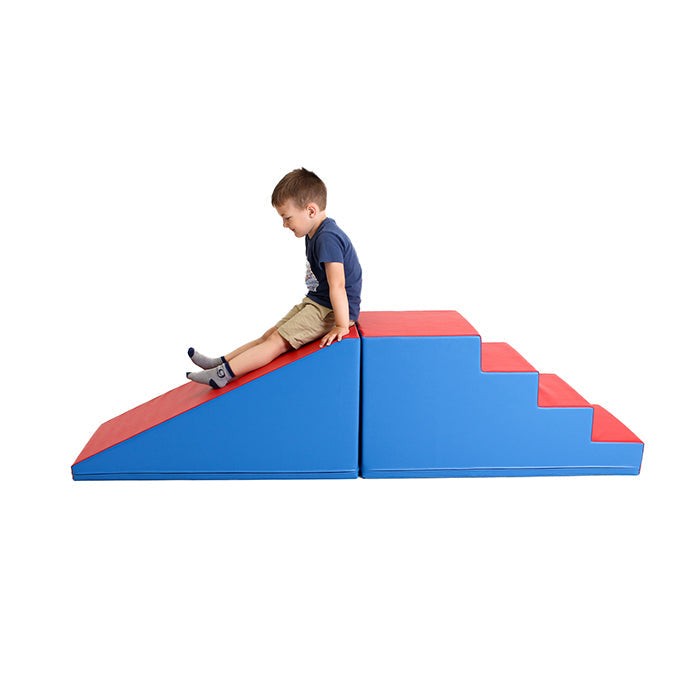 Soft Play Step and Slide Set - Blue and Red
