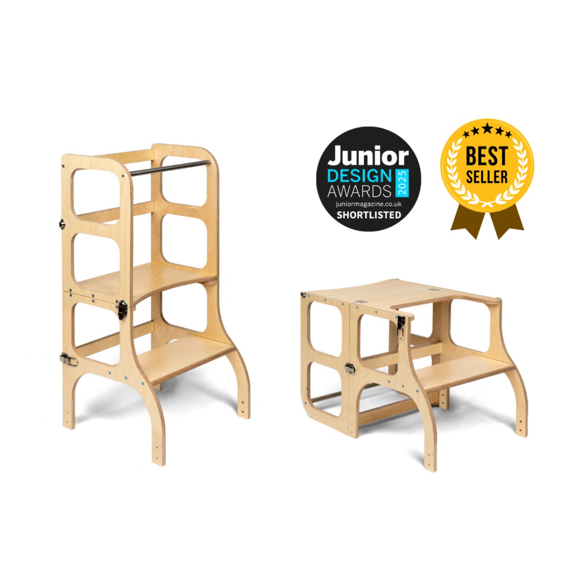 STEP'n'SIT® Convertible 2-in-1 Helper Tower/Table - Natural wood