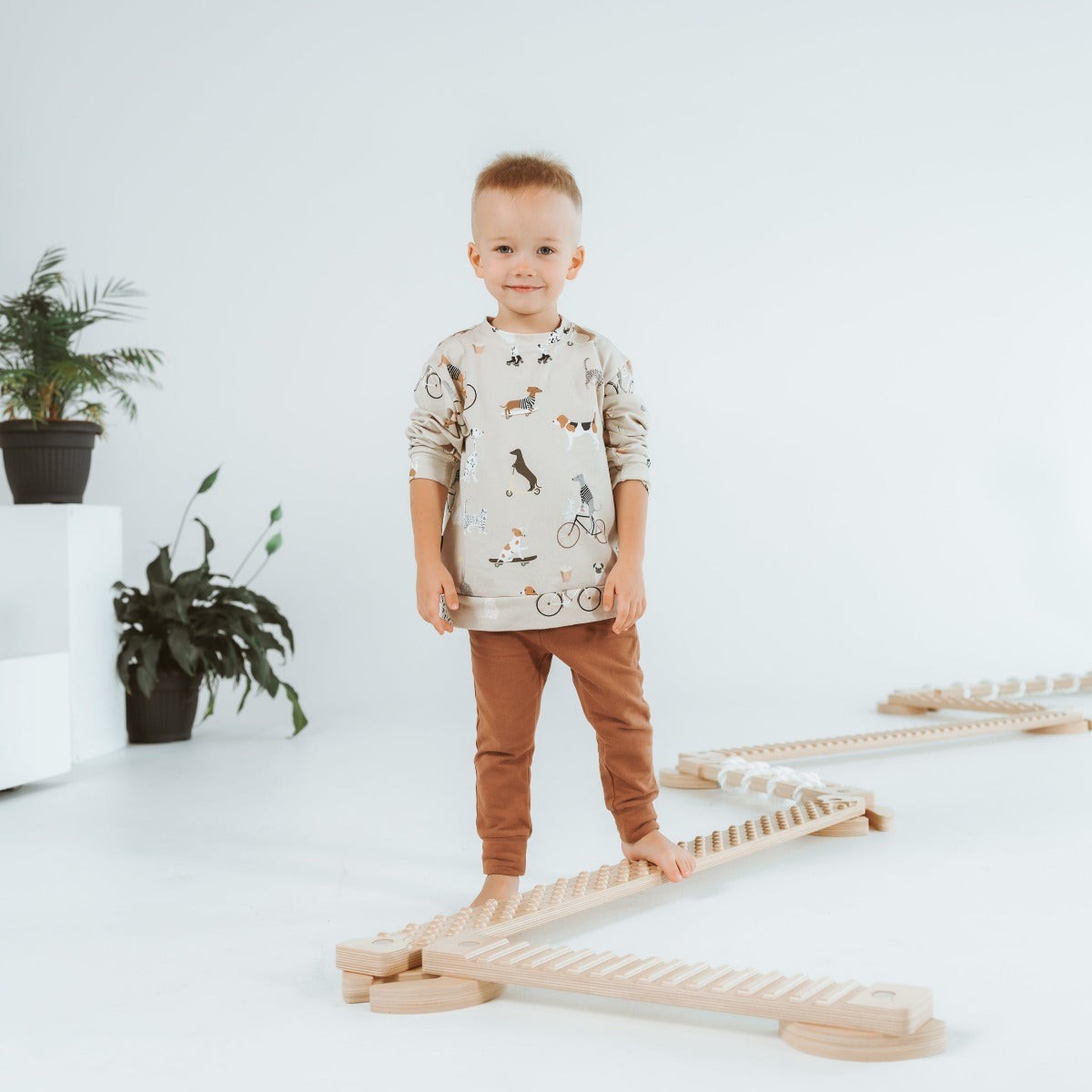 TipiToo® Small Balance Beam 3 Piece Set - White Rope